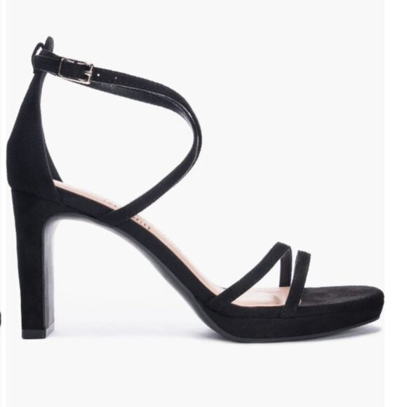 NEW Chinese Laundry Taryn Platform Women's Black Suede Dress Sandals SZ 7.5 - Picture 6 of 6